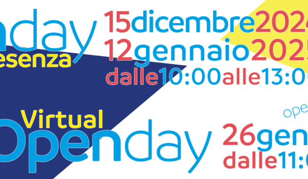 open day 15 dicembre 2024 e 12 gennaio 2025